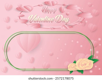 This design captures the essence of Valentine's Day with its pastel pink tones and delicate heart shapes. The use of soft, layered hearts creates a 3D effect, giving the image depth and visual appeal