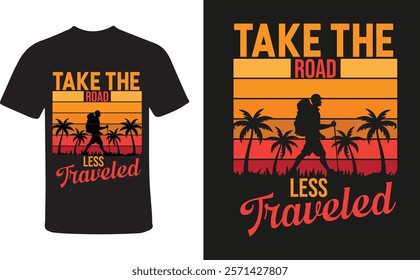 This design captures the spirit of adventure with rugged mountains, scenic landscapes, and motivational quotes