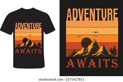 This design captures the spirit of adventure with rugged mountains, scenic landscapes, and motivational quotes