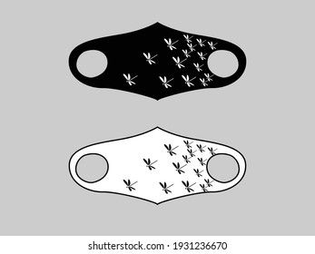 this is the design of a collection of dragonflies on the mask