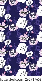 This design combines elements of cartoon style and illustration, making it suitable for various applications like fabric prints. The floral motifs are colorful and eye-catching, adding a cheerful.