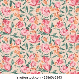  This design could be suitable for various applications, such as clothing, fabric, or wrapping paper. The combination of flowers and intricate patterns emphasizes its use in fashion design 