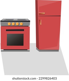 This is a design for an electronic flat cooktop and refrigerator