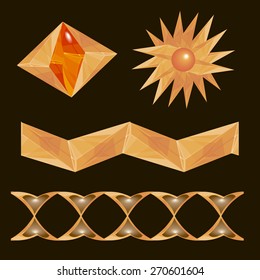 This is the design elements. This is the angular elements (diamond and the sun) and the border (angular and smooth). The border here is a seamless texture.