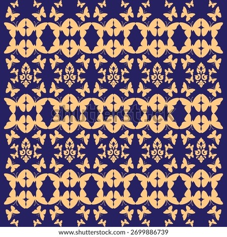 This design is entirely hand drawn and manually continued with editable strokes Thai silk with butterfly pattern.