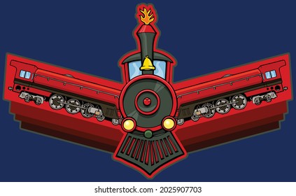 Este diseño cuenta con una máquina de vapor de los años 1890 flanqueada a ambos lados con locomotoras de vapor de los años 40.