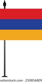 Este desenho apresenta a bandeira armênia em um poste de bandeira, simbolizando o orgulho nacional. Ideal para materiais educativos, guias de viagem ou projetos culturais, com um gráfico limpo e detalhado.
