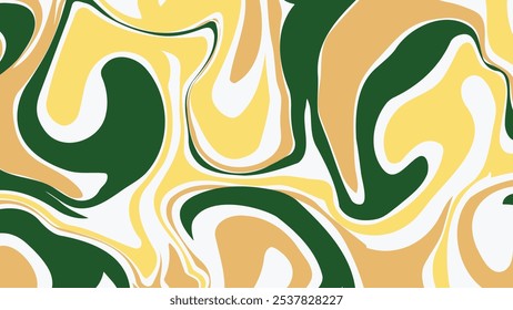 Este design apresenta uma mistura cativante de redemoinhos verdes, amarelos e beges, criando um padrão abstrato dinâmico e moderno. Perfeito para os amantes da arte contemporânea.