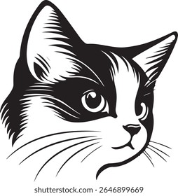 Este design apresenta uma ilustração cat utilizando cores CMYK, elementos em tons de cinza e incorpora fontes Helvetica e Courier para elementos de texto ou design.
