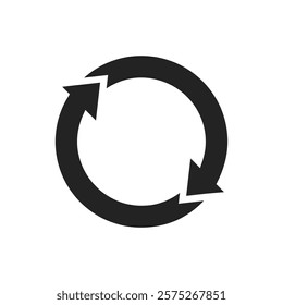 This design features circular arrows symbolizing refreshing and reloading, making it a recognized visual for content updates or system restarts, often used in user interfaces to enhance experience