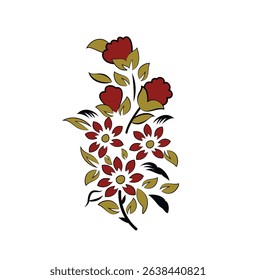 This design features a classic floral bouquet motif commonly seen in traditional textiles.