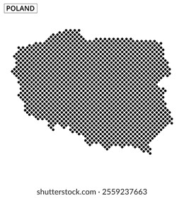 This design features a dotted map of Poland, highlighting its borders and geographical layout in a minimalist style.