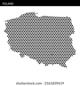 This design features a dotted map of Poland, highlighting its borders and geographical layout in a minimalist style.