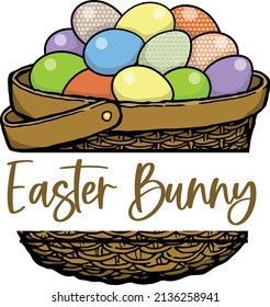 This design features an easter egg basket with a place in the middle to place text. 