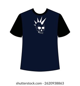 This design features an edgy, punk-inspired skull with spiked hair, capturing a rebellious spirit. It is a standout punk skull shirt that brings high energy and attitude to any clothing line. The rebellious skull graphic is perfect for those who want to express their individuality and love for non-conformist, bold alternative fashion.