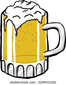 This design features a foamy gold beer in a glass mug