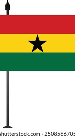 This design features the Ghanaian flag on a flag pole, symbolizing national pride. Ideal for educational materials, travel guides, or cultural projects, with a clean and detailed graphic.