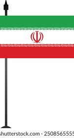 Este diseño presenta la bandera iraní en un asta de la bandera, simbolizando el orgullo nacional. Ideal para materiales educativos, guías de viaje o proyectos culturales, con un gráfico limpio y detallado.