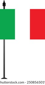 Este diseño presenta la bandera italiana en un asta de la bandera, que simboliza el orgullo nacional. Ideal para materiales educativos, guías de viaje o proyectos culturales, con un gráfico limpio y detallado.