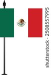 This design features the Mexican flag on a flag pole, representing national pride. Ideal for educational materials, travel guides, or cultural projects, with a clean and detailed graphic.