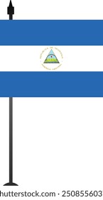 This design features the Nicaraguan flag on a flag pole, representing national pride. Ideal for educational content, travel guides, or cultural projects, with a clean and detailed presentation.