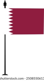 Este diseño presenta la bandera qatarí en un asta de la bandera, que simboliza el orgullo nacional. Ideal para contenidos educativos, guías de viaje o proyectos culturales, con una presentación limpia y detallada.