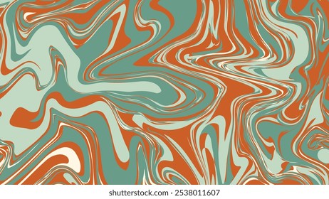 This design features retro swirls in earthy tones, creating a vintage abstract art piece.