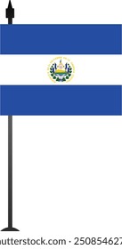 Este diseño presenta la bandera salvadoreña en un asta de la bandera, que simboliza el orgullo nacional. Perfecto para contenido educativo, guías de viaje o proyectos culturales, con un gráfico limpio y detallado.