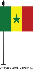 This design features the Senegalese flag on a flag pole, symbolizing national pride. Perfect for educational content, travel guides, or cultural projects, with a clean and detailed graphic.