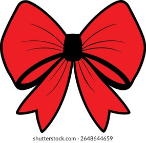 This design features a single, meticulously crafted red bow, likely suitable for various applications such as gift wrapping, cards, or web design.  The illustration is detailed and uses a vibrant red 