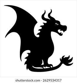 This design features a striking silhouette of a dragon, rendered in a bold, graphic style. The silhouette is highly detailed, perfect for various applications.