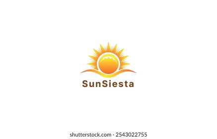 This design features a unique logo design with a simple sun icon, emphasizing warmth, energy, and positivity. The clean, minimalist design highlights the sun as a central symbol.