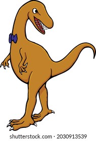 This design features a velociraptor with bow tie.