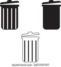 This design file likely contains a set of garbage can or trash can icons, potentially in various styles and colors for different uses.