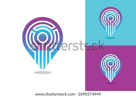 this design graphic is a logo of a drop pin shape with electrical lines that looks cool and techy