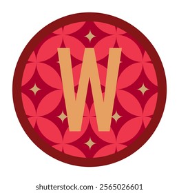 This design highlights a golden W within a dark green circular border and floral geometric accents, offering a luxurious and versatile option for logos and branding.