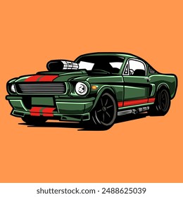 This design is ideal for automotive enthusiasts, vintage car collectors. Elevate your style, digital projects with the power and presence of our muscle car vector art.