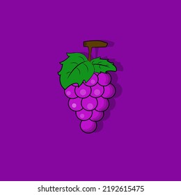 Esta imagen de diseño es un diseño de ilustración de uvas moradas en un fondo morado oscuro 