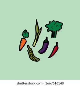 this design includes many types of vegetables. you can edit the design with color you want
