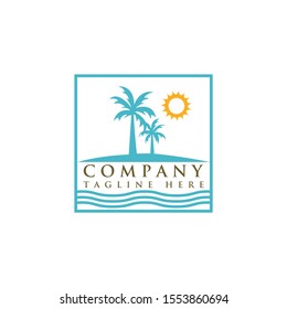 This design is inspired by the atmosphere of the beach, it is seen that there is a water icon that represents the sea, and there is a coconut tree shape that is identical to the beach, and a sun icon 