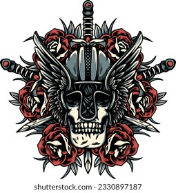 This design is inspired by Thor's helmet combined with skulls and other elements