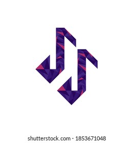 Este es el diseño del logotipo inicial de la carta de JJ en forma de notas musicales, diseño de logotipo abstracto, genial para toda la empresa relacionada con la música o la canción.