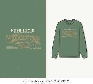 this is the design for mount merubetiri, the symbol for mount merubetiri,
and full of attractive colors, an elegant concept that is good for t-shirt production.