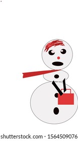 This is a design picture of a snowman carrying a red bag. so pretty.