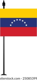 This design presents the Venezuelan flag on a flag pole, symbolizing national pride. Perfect for educational materials, travel guides, or cultural projects, with a clean and detailed graphic.