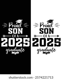 This design says "Proud Son of a Class of 2025 Graduate Senior" in bold, perfect for t-shirts, mugs, and banners. It adds a personal touch to celebrations, suiting all backgrounds!