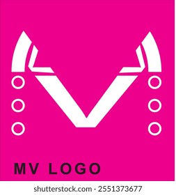 This design showcases the letters "MV" in a sleek, modern style, representing momentum and value within the stock market. The bold, sharp lines and professional aesthetic of the "MV" convey a sense of