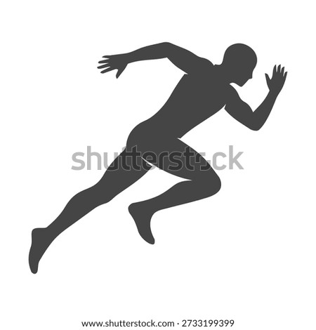 This design showcases a powerful, black silhouette of a man mid-sprint. The dramatic silhouette style emphasises the figure's motion and athleticism, creating a visually striking image. high-quality professional detailed modern