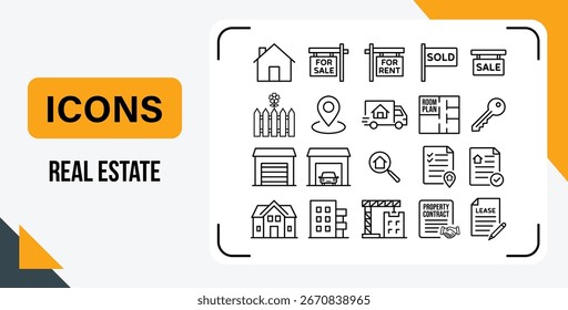 This design showcases professional real estate branding elements, featuring clean lines and a vibrant color palette suitable for marketing materials, logos, and signage.