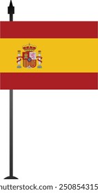 Este diseño muestra la bandera española en un asta de bandera, representando el orgullo nacional. Ideal para contenido educativo, guías de viaje o proyectos culturales, con un gráfico limpio y detallado.